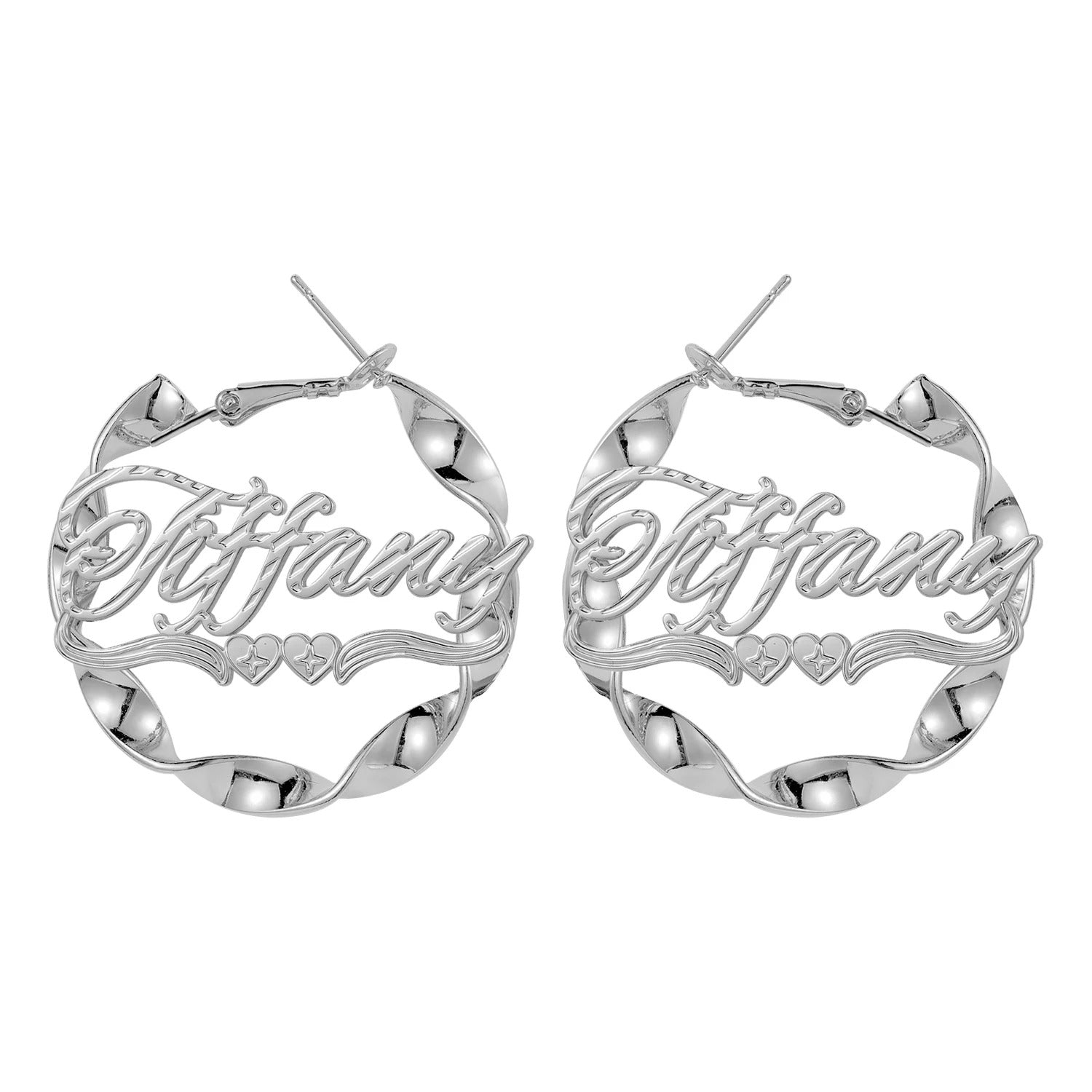 Twisted Heart Name Hoop Earrings - Nuriale