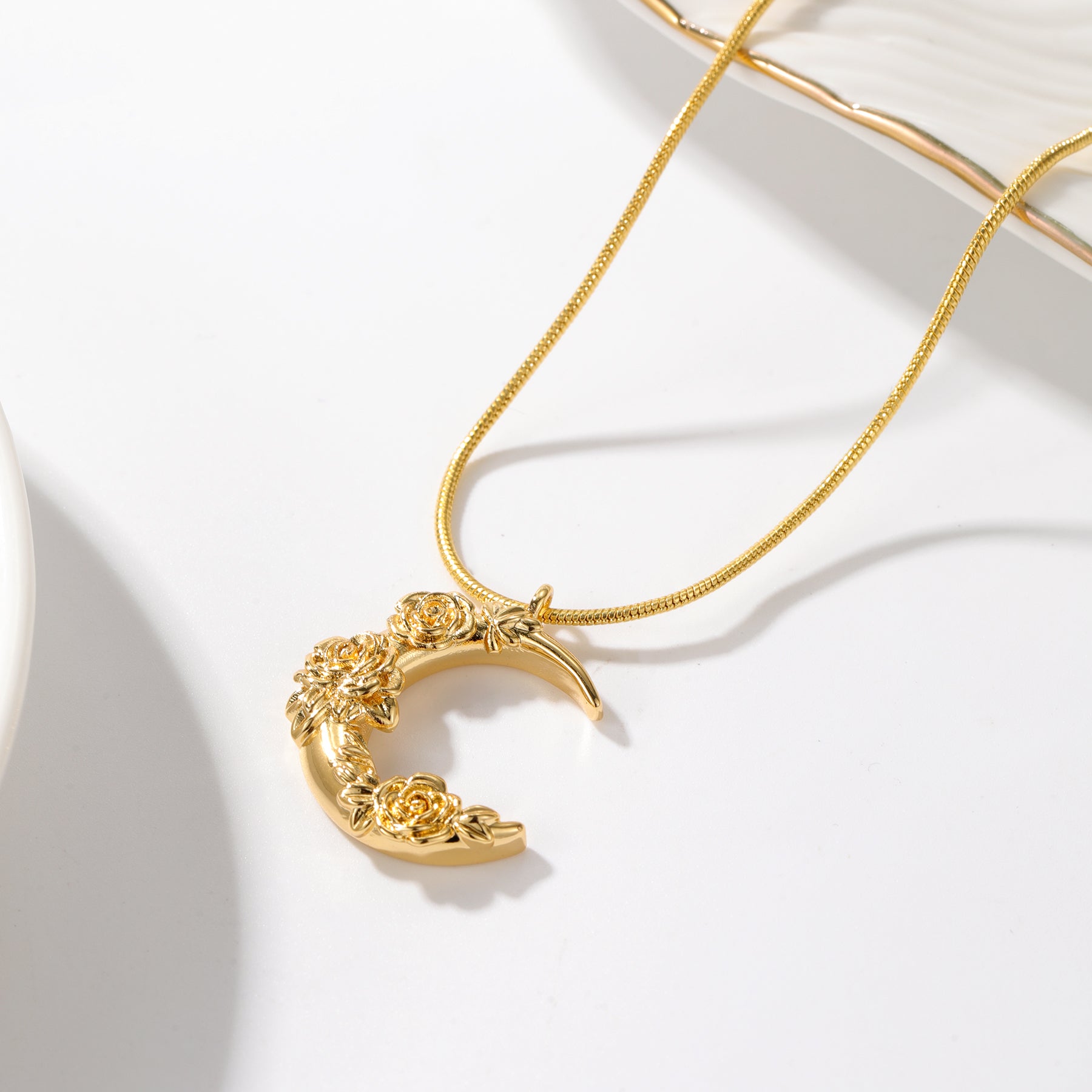 Phoenician Palestine Rose Crescent Necklace - Nuriale