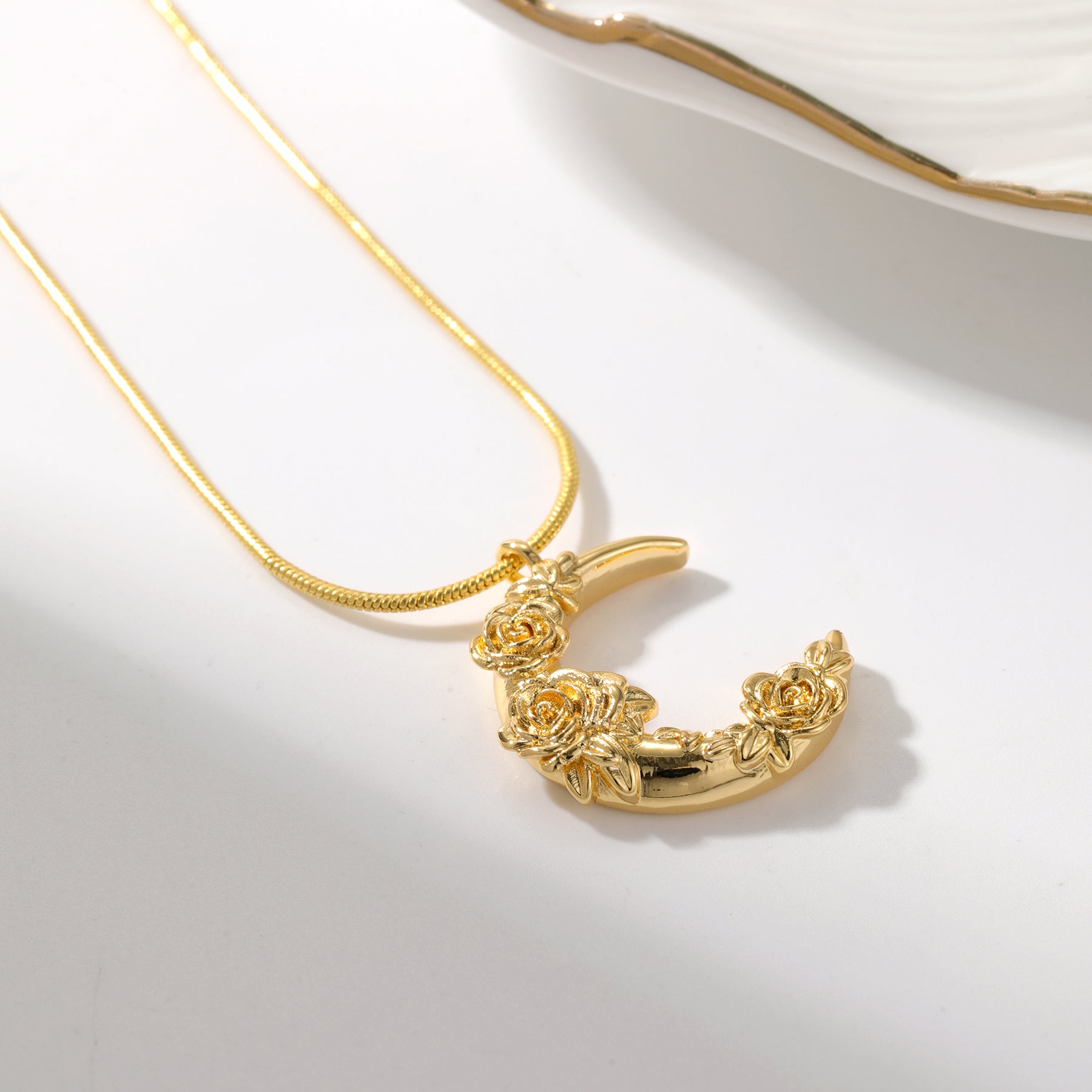 Phoenician Palestine Rose Crescent Necklace - Nuriale