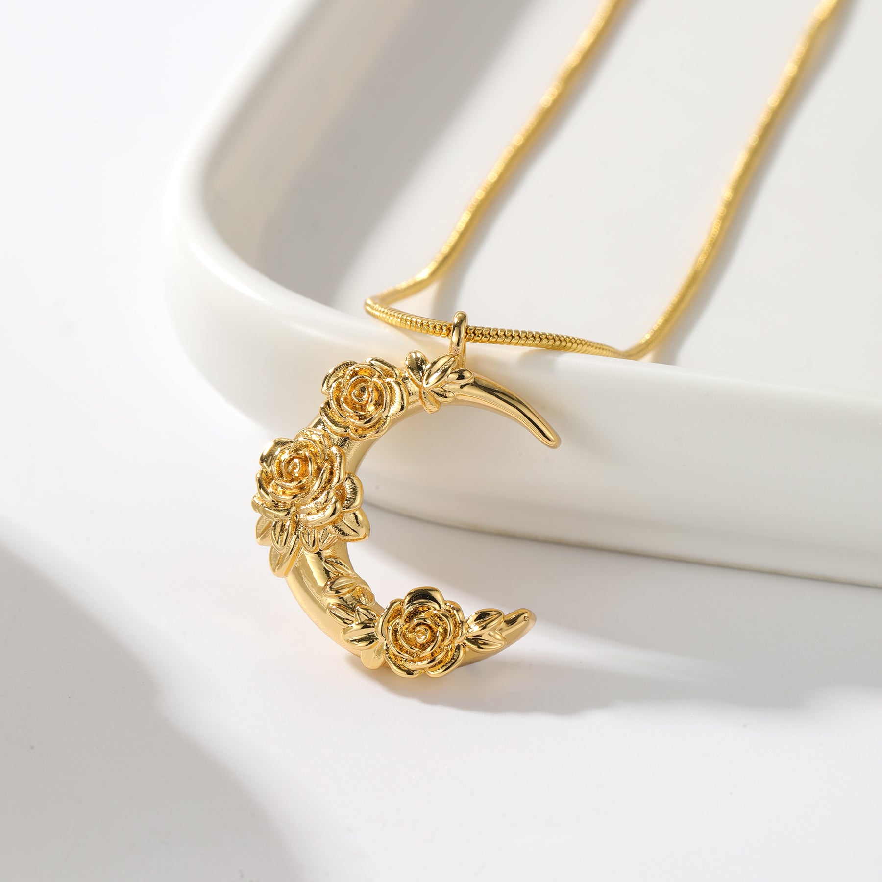 Phoenician Palestine Rose Crescent Necklace - Nuriale