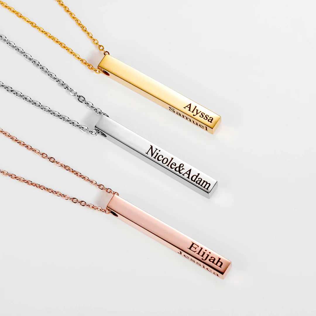 Custom Engraved 3D Bar Necklace - Nuriale