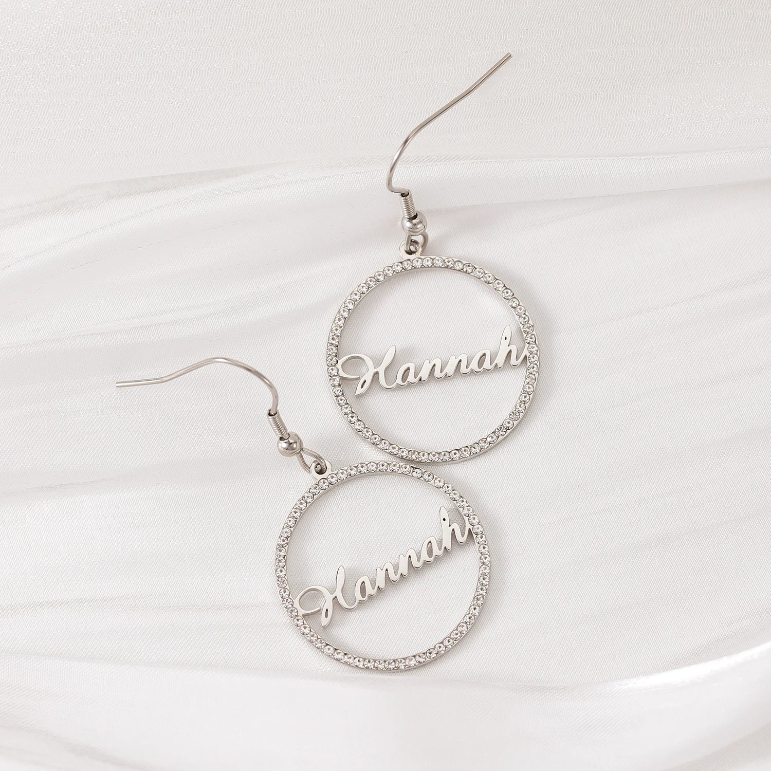 Custom Diamond Accent Name Hoop Earrings - Nuriale
