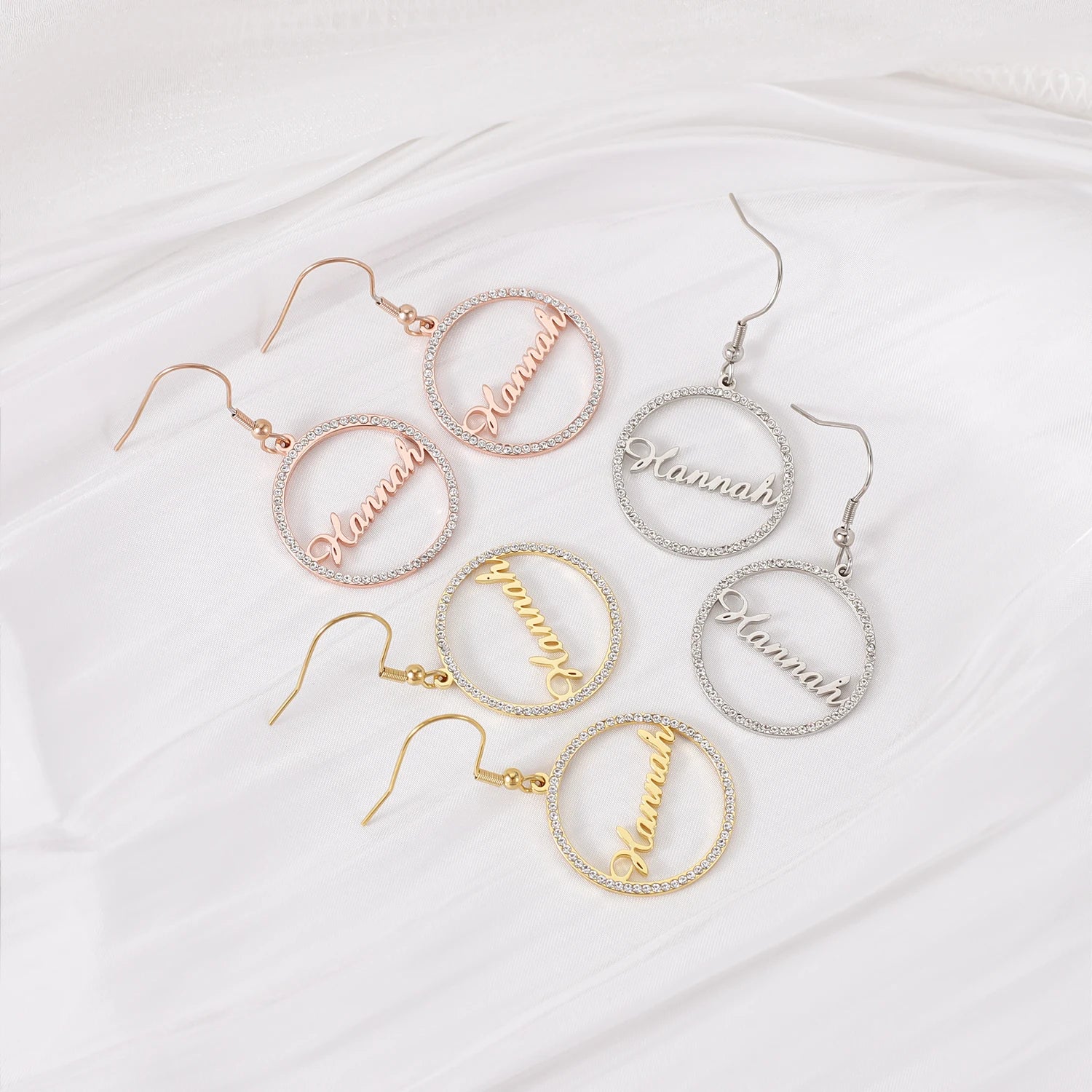 Custom Diamond Accent Name Hoop Earrings - Nuriale