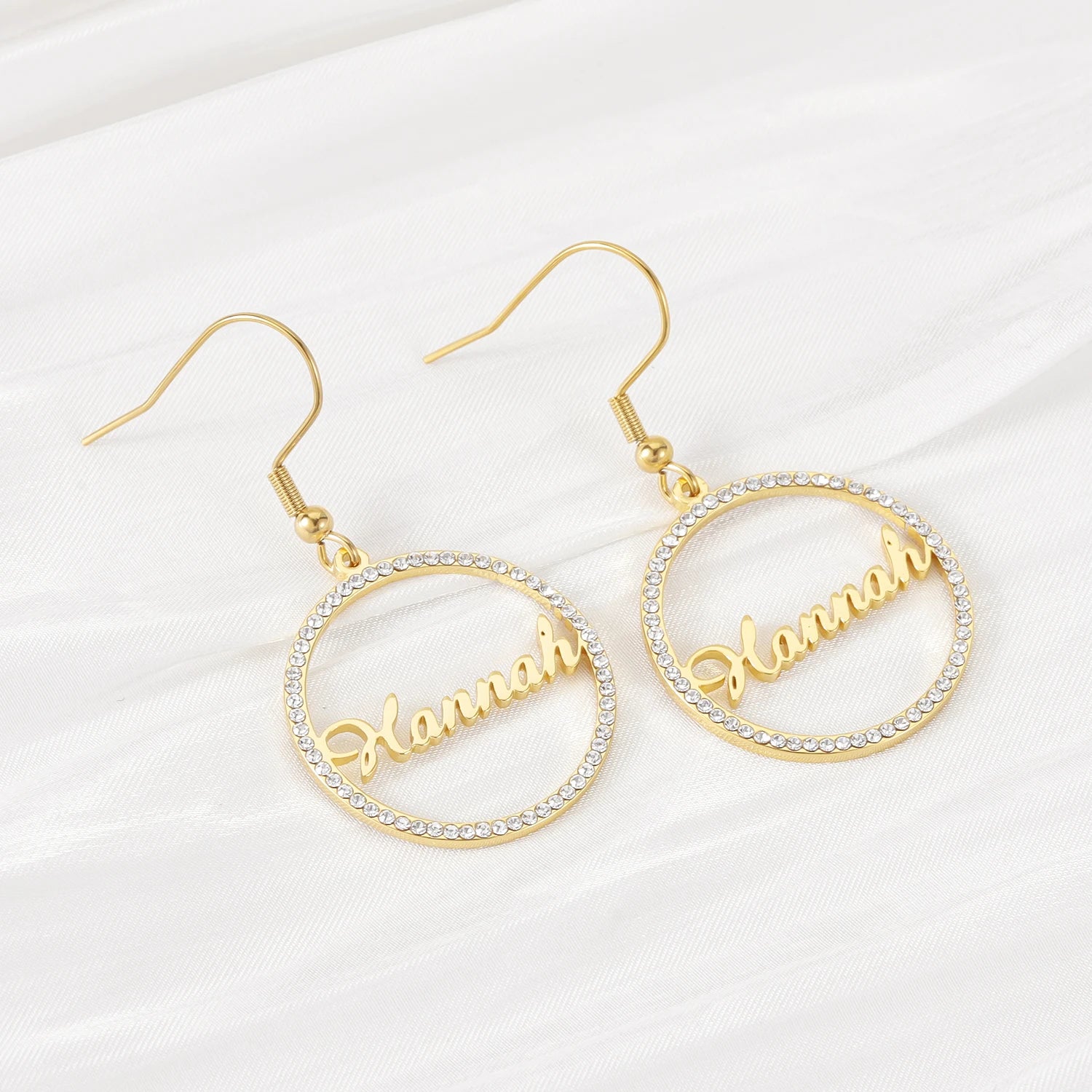Custom Diamond Accent Name Hoop Earrings - Nuriale