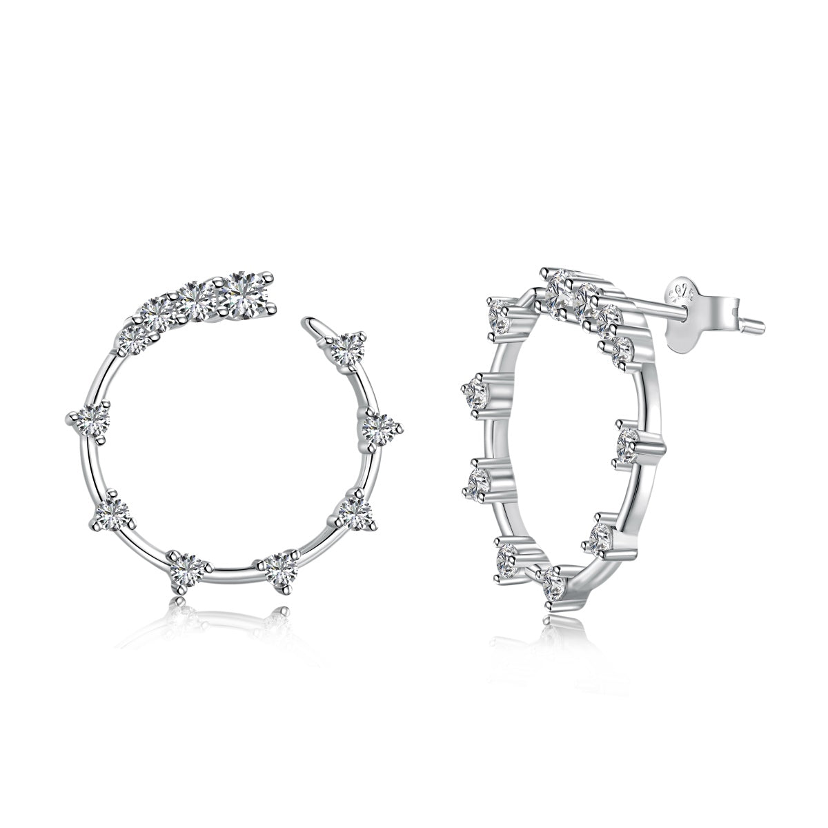 Diamond-Embellished Hoop Earrings - Nuriale