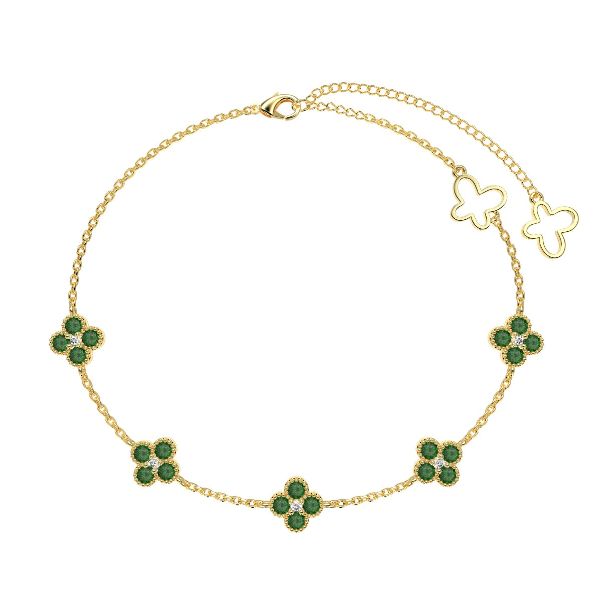Emerald Accented Clover Bracelet - Nuriale