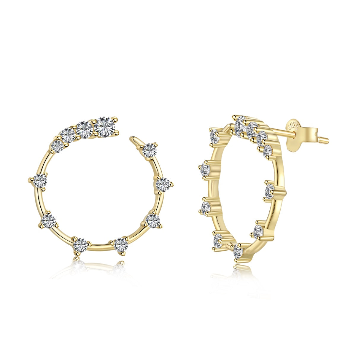 Diamond-Embellished Hoop Earrings - Nuriale