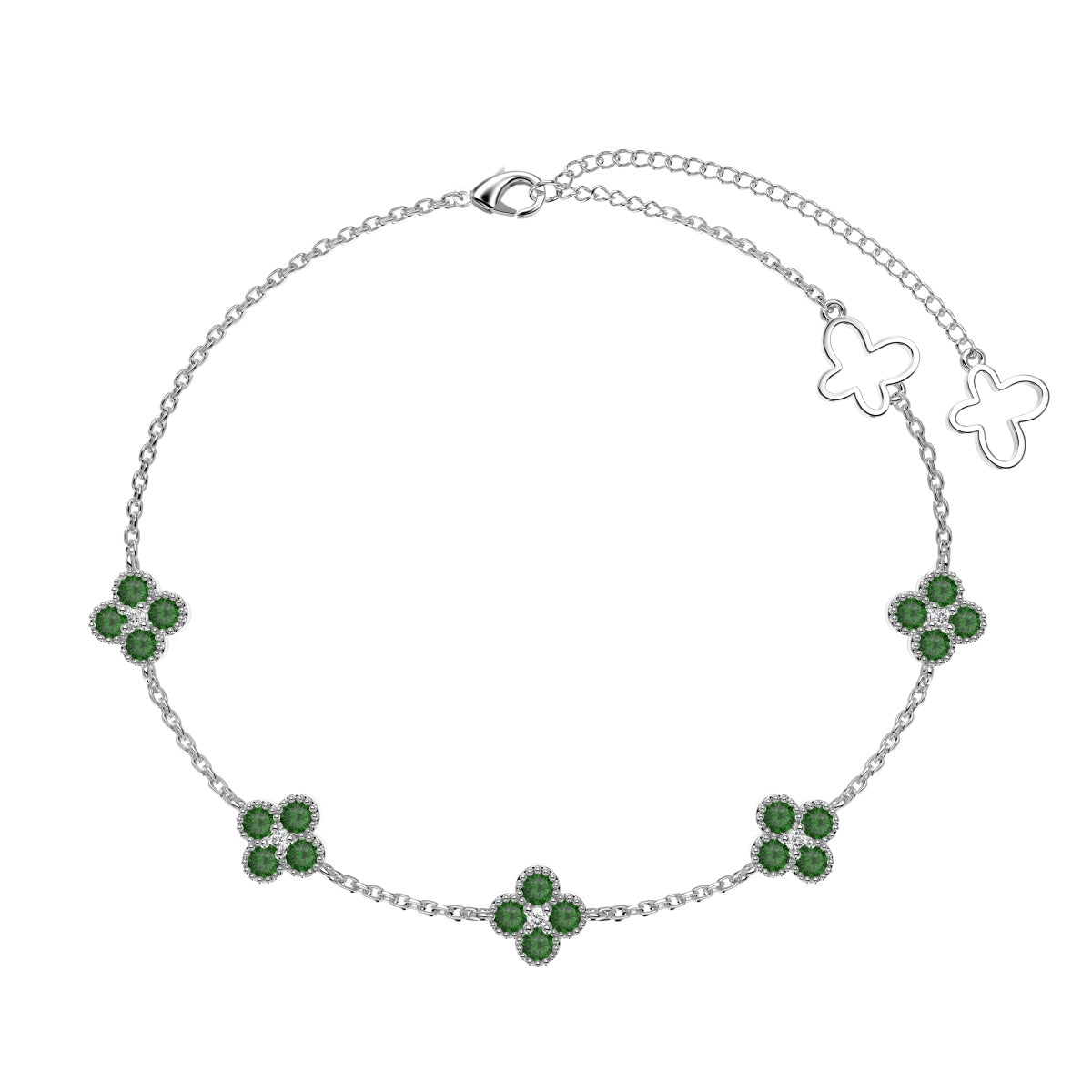 Emerald Accented Clover Bracelet - Nuriale
