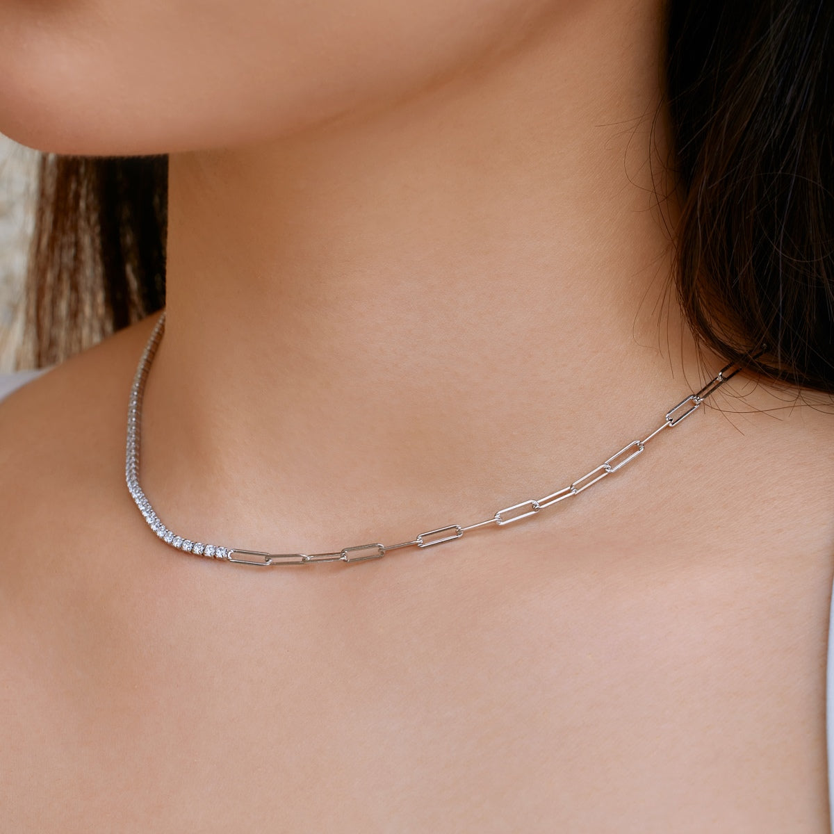 PaperClip Tennis Necklace - Nuriale