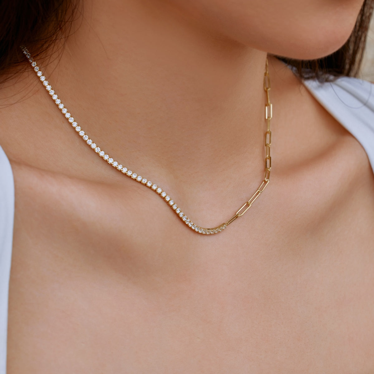 PaperClip Tennis Necklace - Nuriale