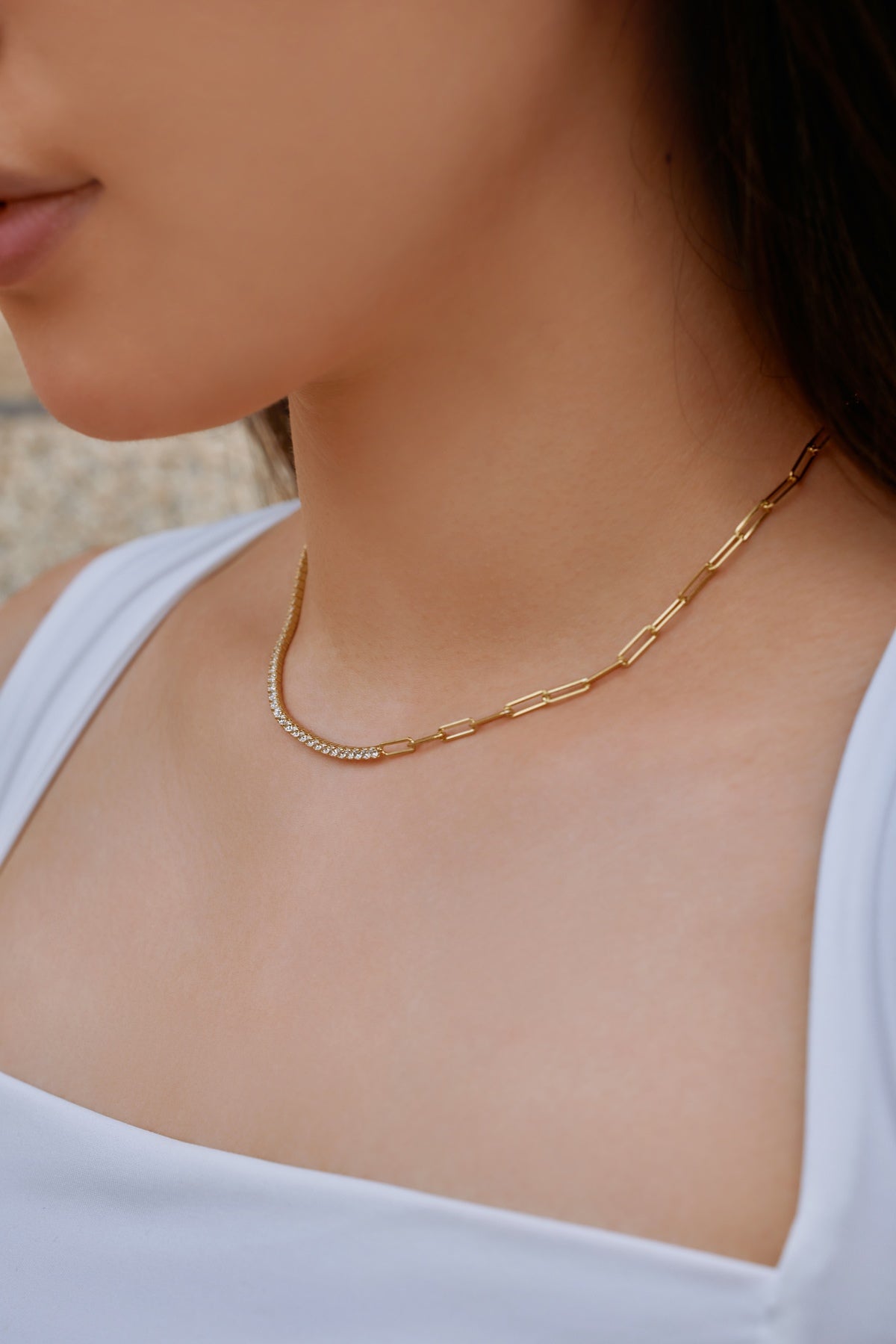 PaperClip Tennis Necklace - Nuriale