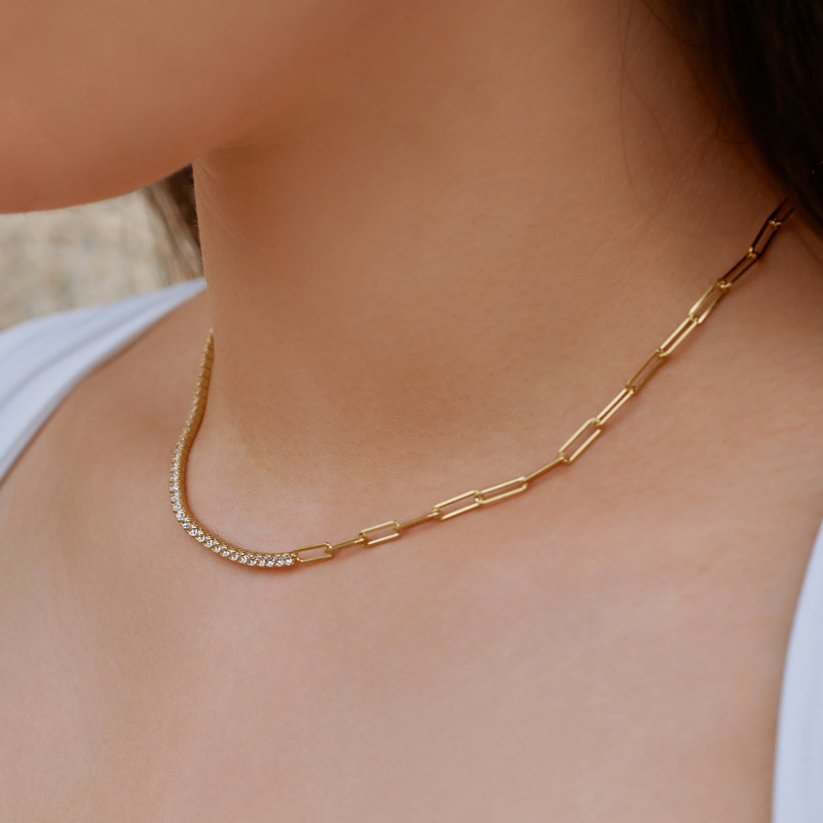 PaperClip Tennis Necklace - Nuriale