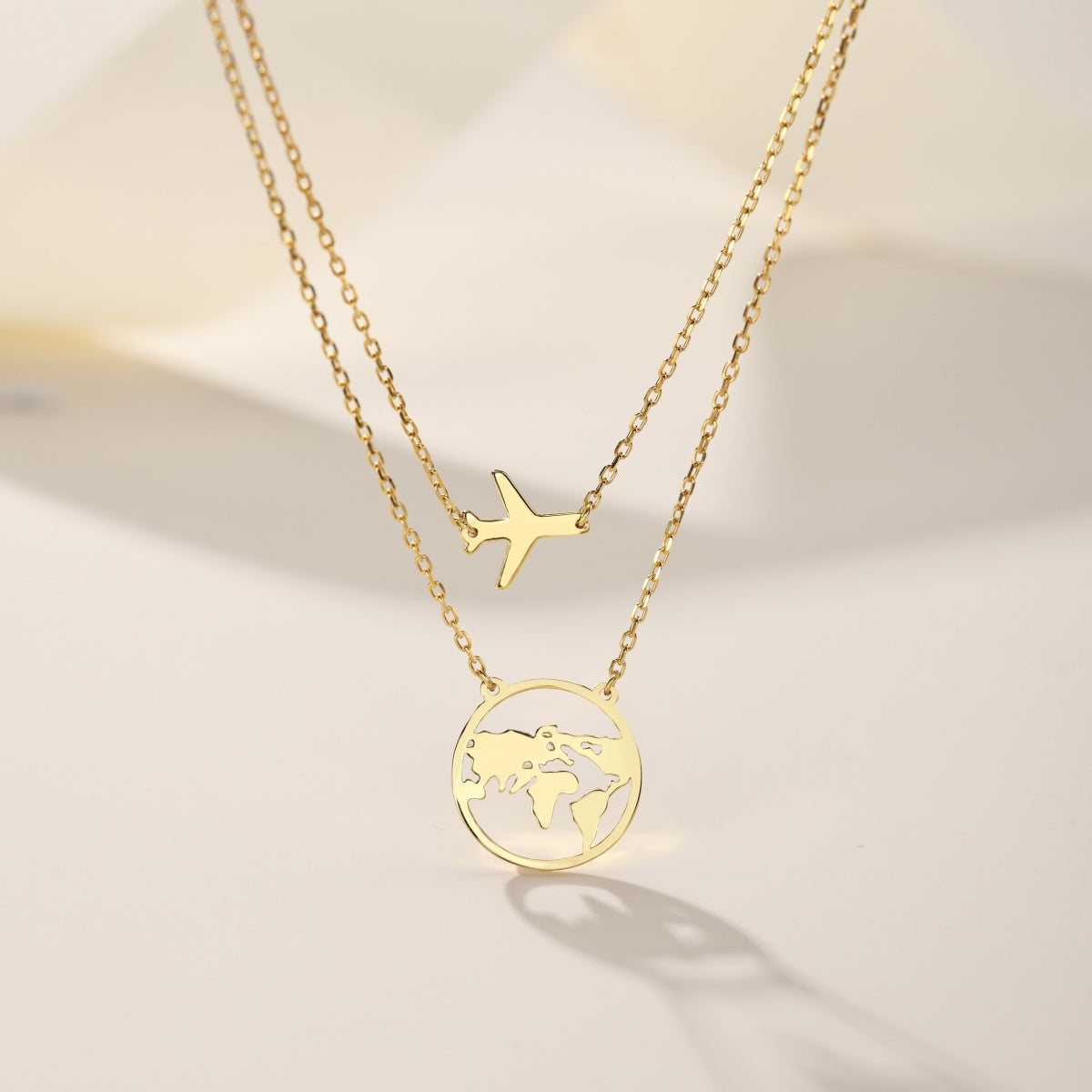 Layered Airplane and Map Necklace - Nuriale
