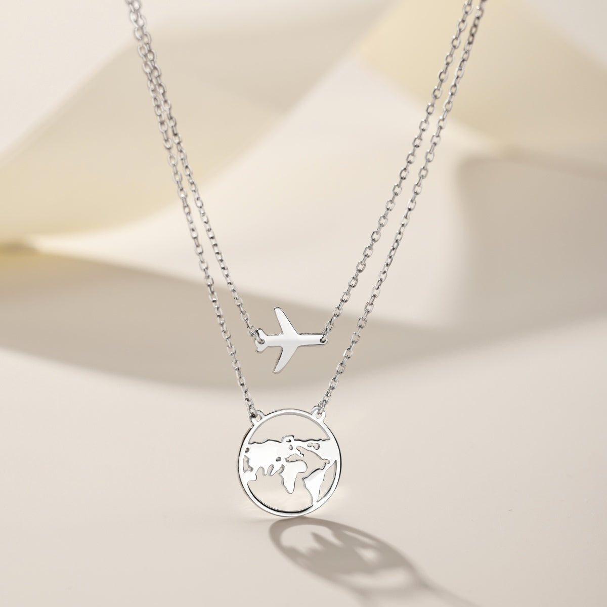 Layered Airplane and Map Necklace - Nuriale