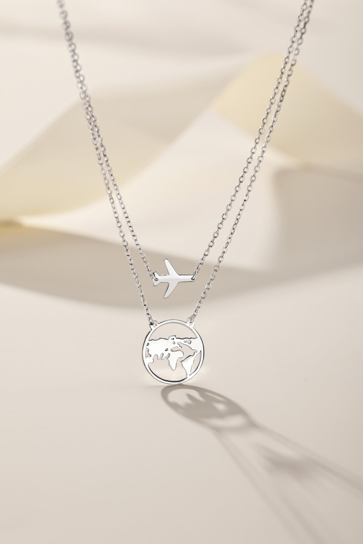 Layered Airplane and Map Necklace - Nuriale