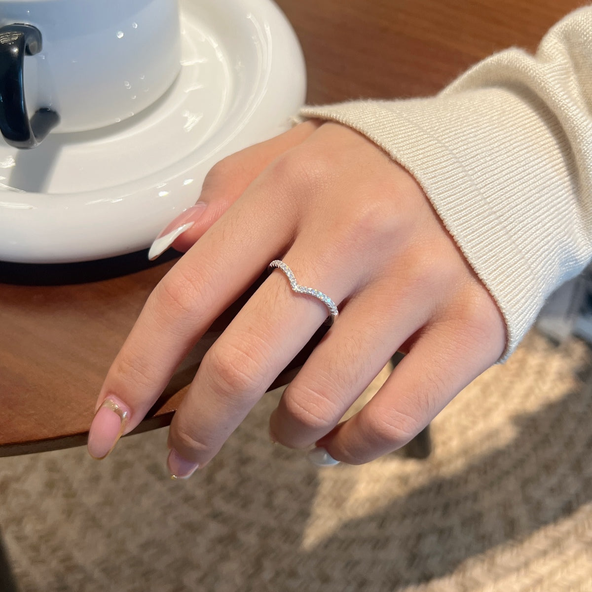 Sparkling Wishbone Ring