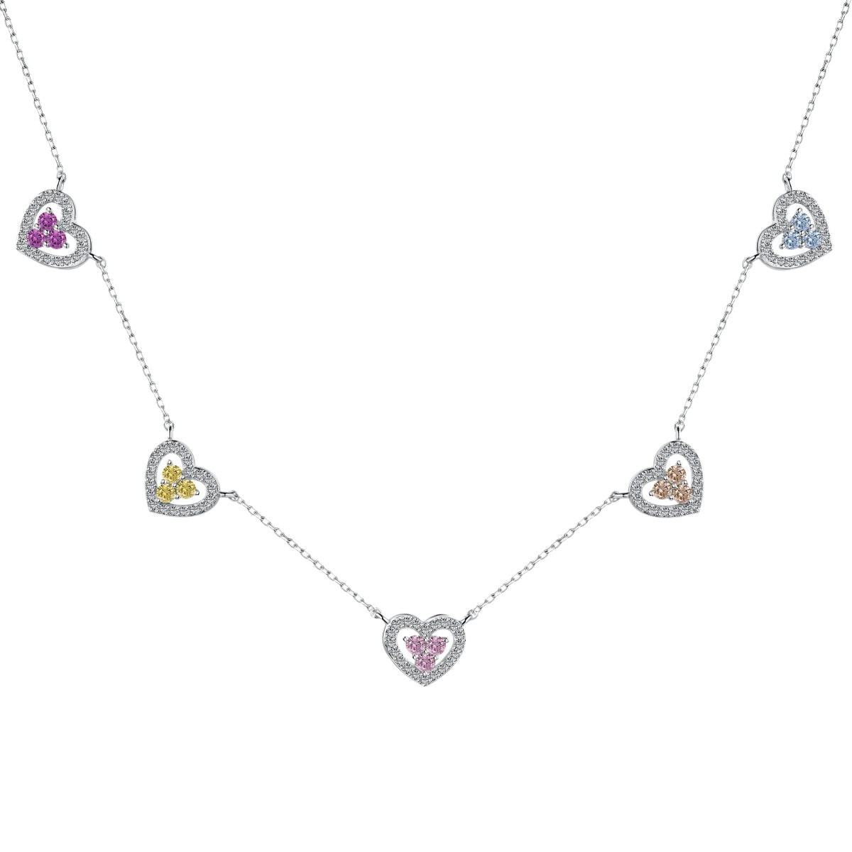 Rainbow Heart Charm Multi-Pendant Necklace - Nuriale