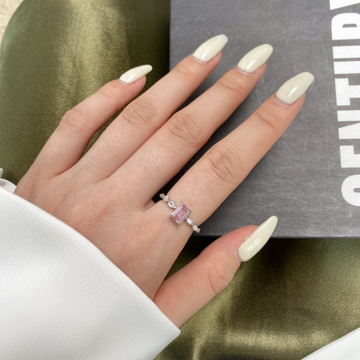 Radiant Pink Baguette Ring - Nuriale