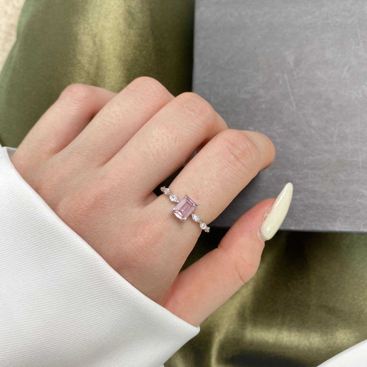 Radiant Pink Baguette Ring - Nuriale