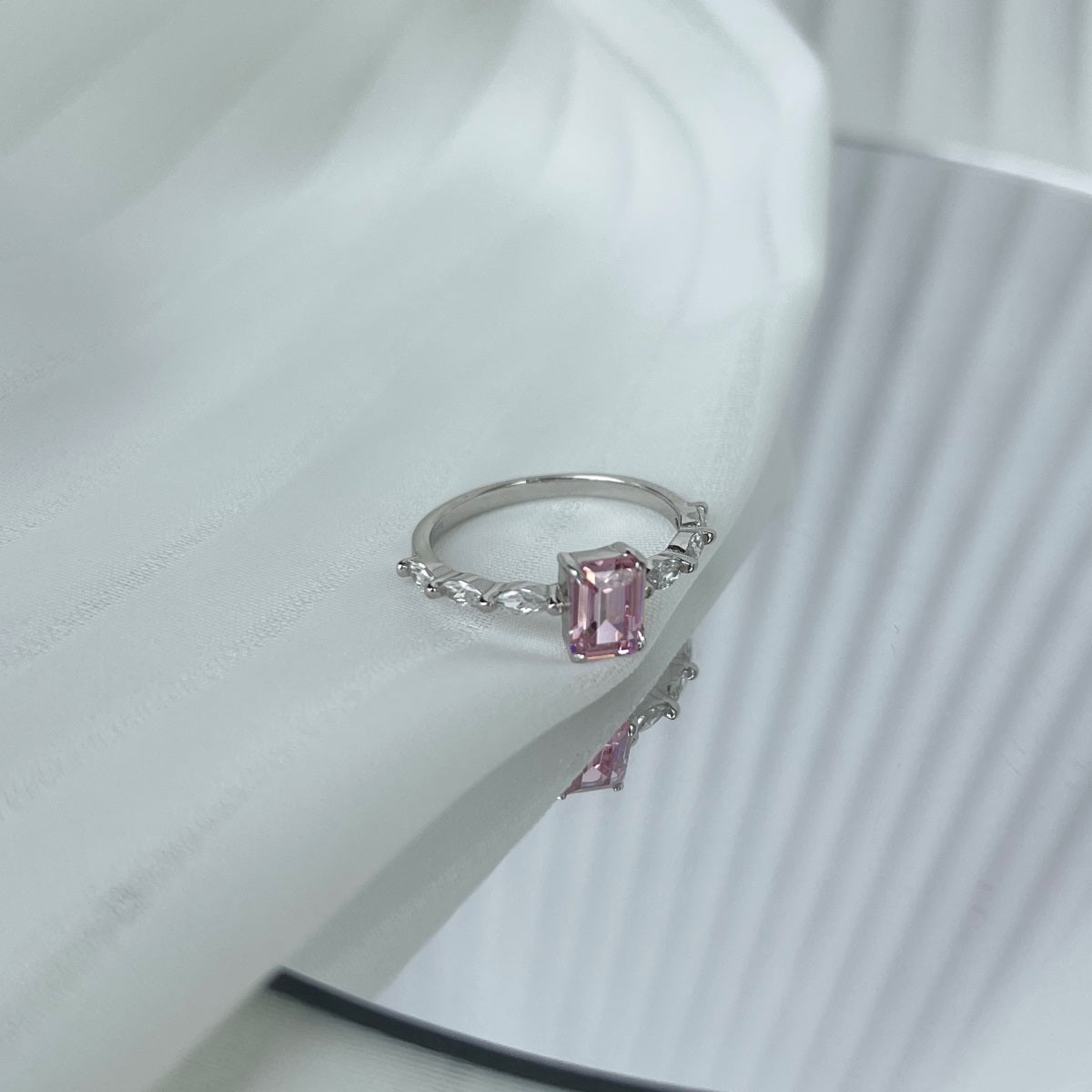 Radiant Pink Baguette Ring - Nuriale