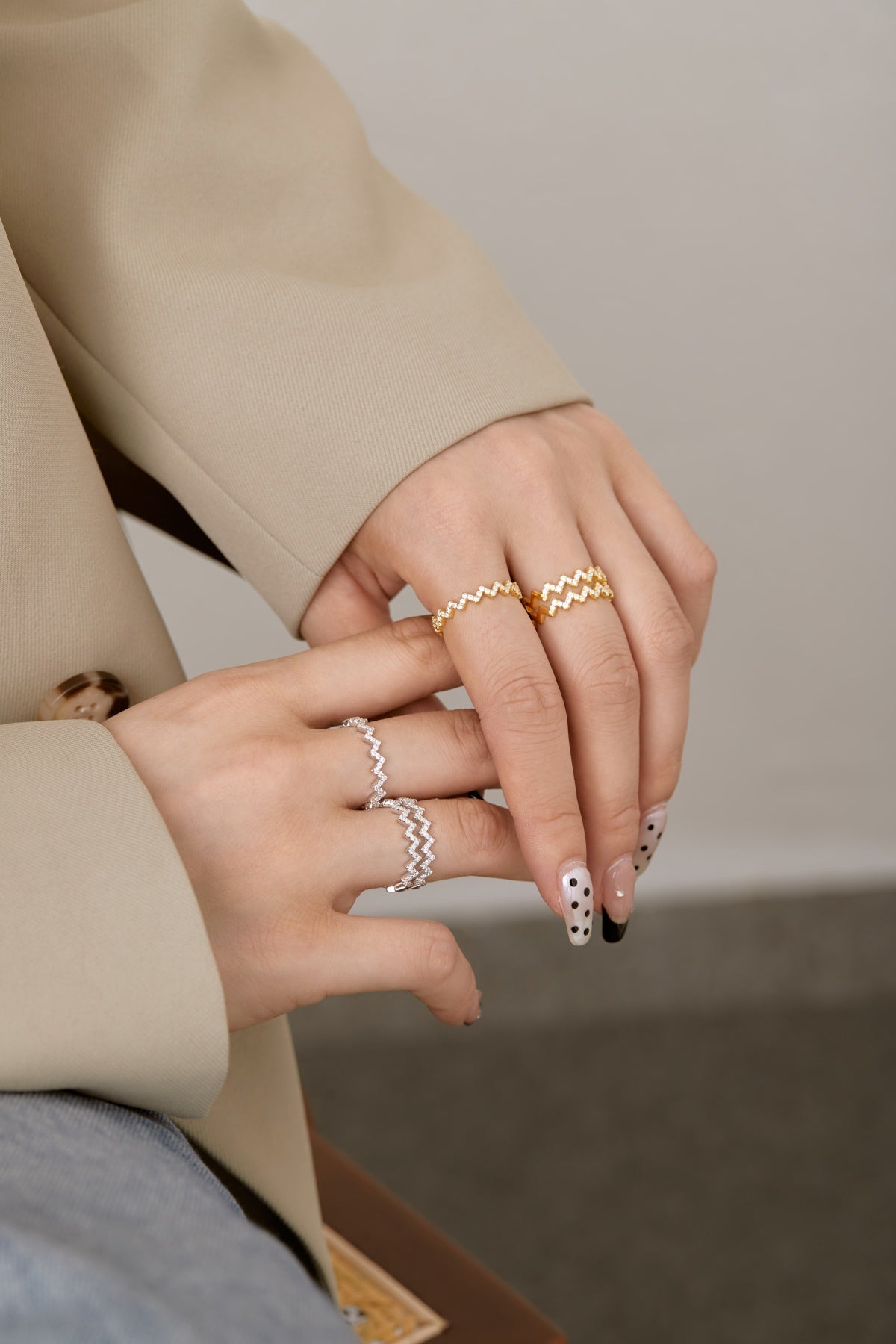 Chevron Zigzag Eternity Stacking Ring - Modern Elegance | Nuriale