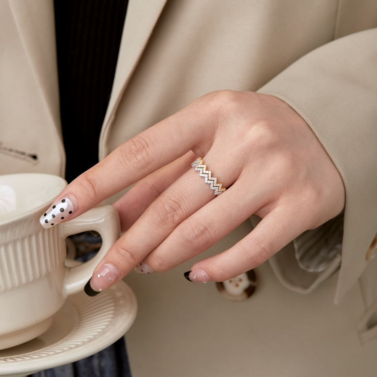 Chevron Zigzag Eternity Stacking Ring - Modern Elegance | Nuriale
