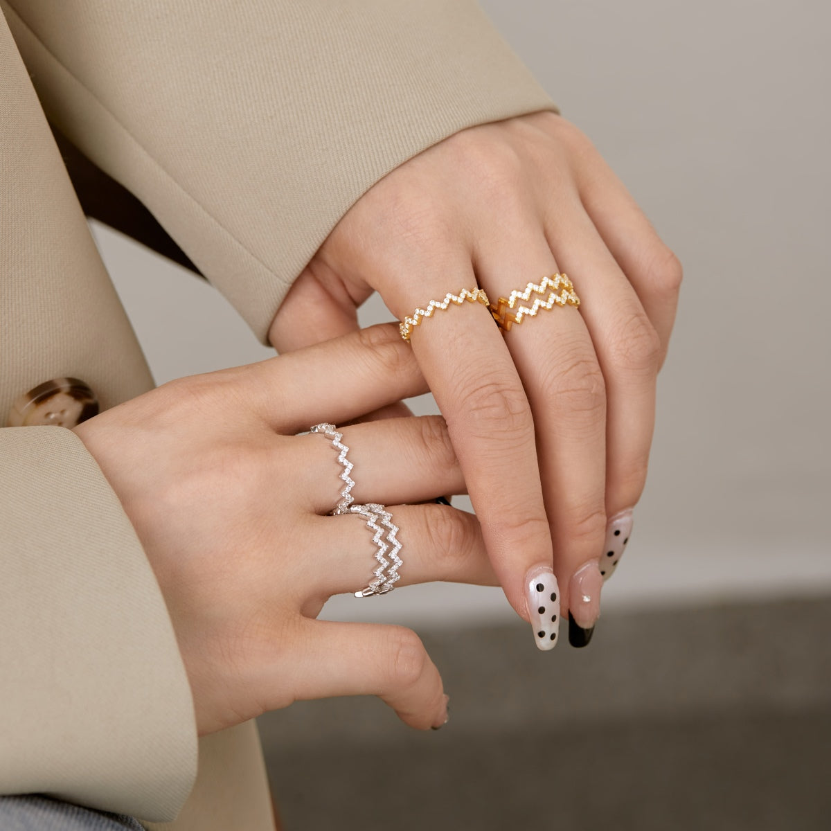 Chevron Zigzag Eternity Stacking Ring - Modern Elegance | Nuriale