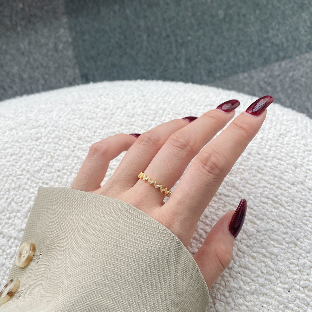 Chevron Zigzag Eternity Stacking Ring - Modern Elegance | Nuriale