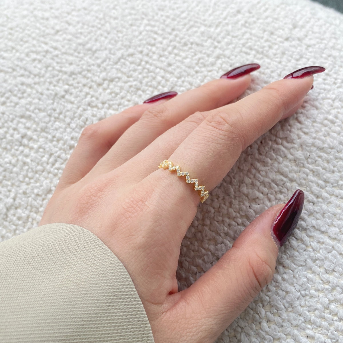 Chevron Zigzag Eternity Stacking Ring - Modern Elegance | Nuriale