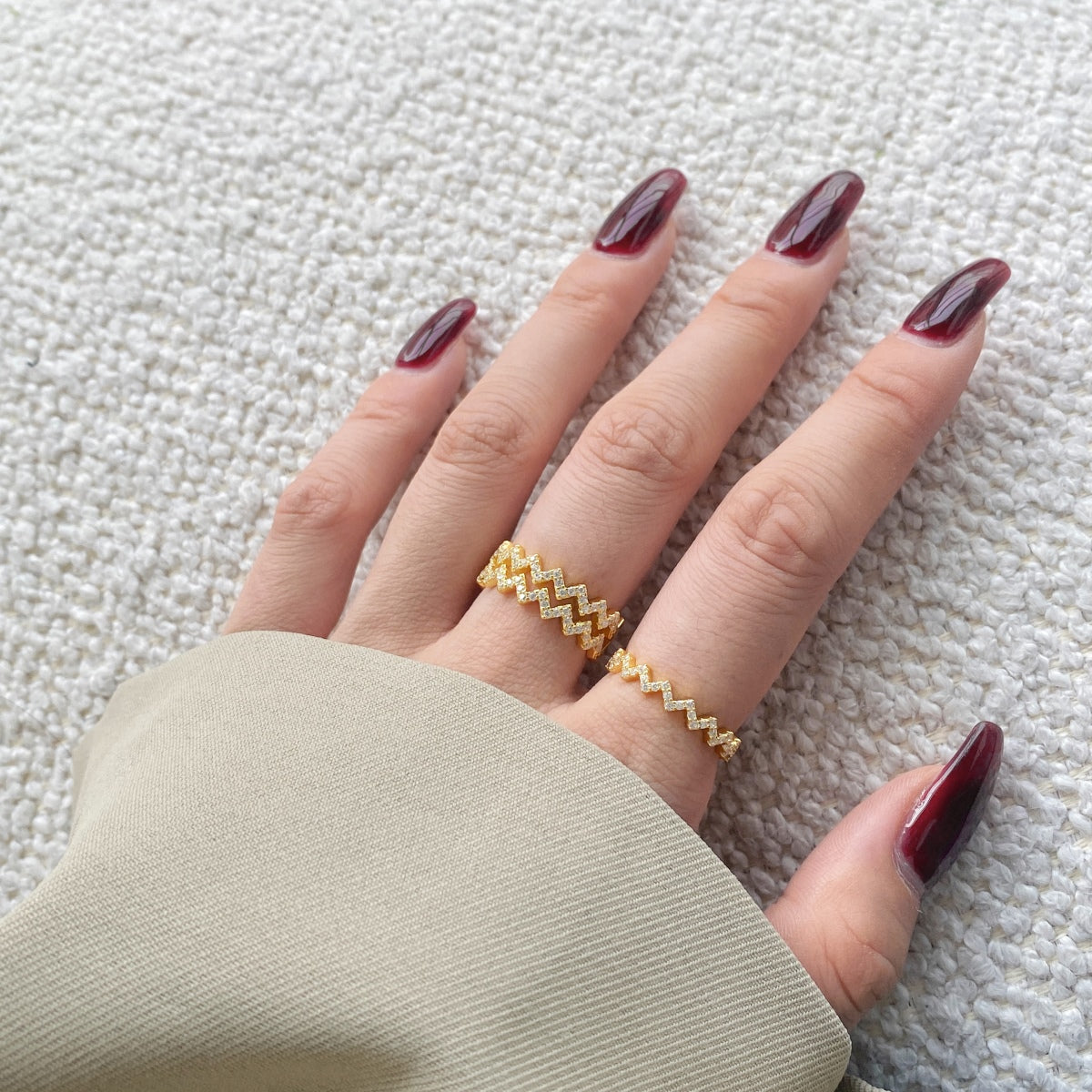 Chevron Zigzag Eternity Stacking Ring - Modern Elegance | Nuriale