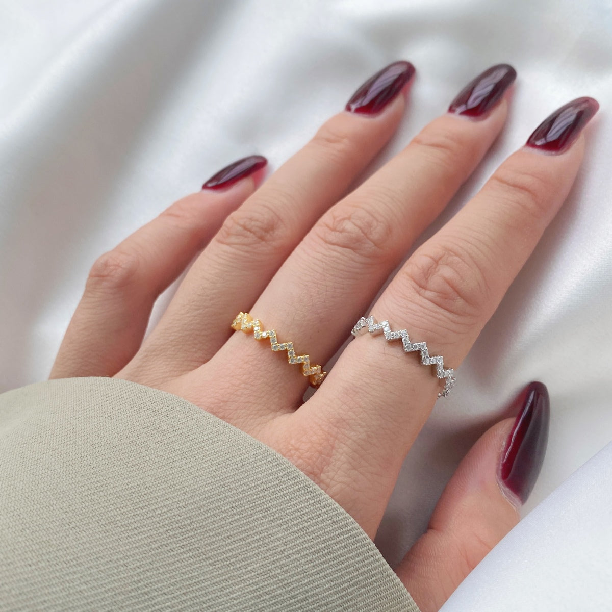 Chevron Zigzag Eternity Stacking Ring - Modern Elegance | Nuriale