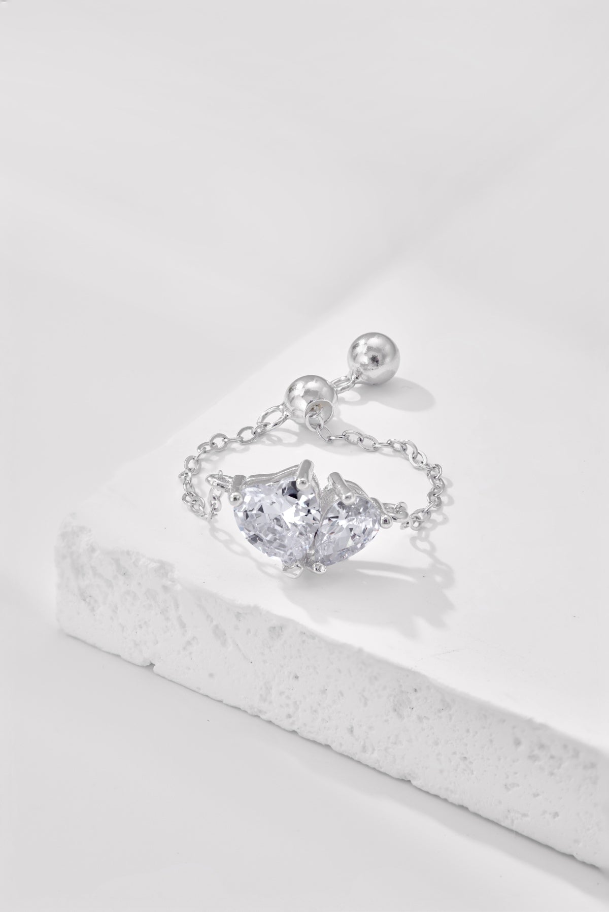 Adjustable Twin Heart Ring Necklace - Elegant Love Symbol | Nuriale