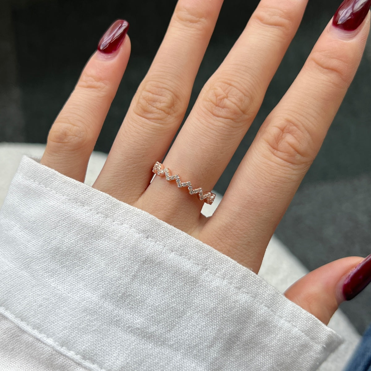 Chevron Zigzag Eternity Stacking Ring - Modern Elegance | Nuriale