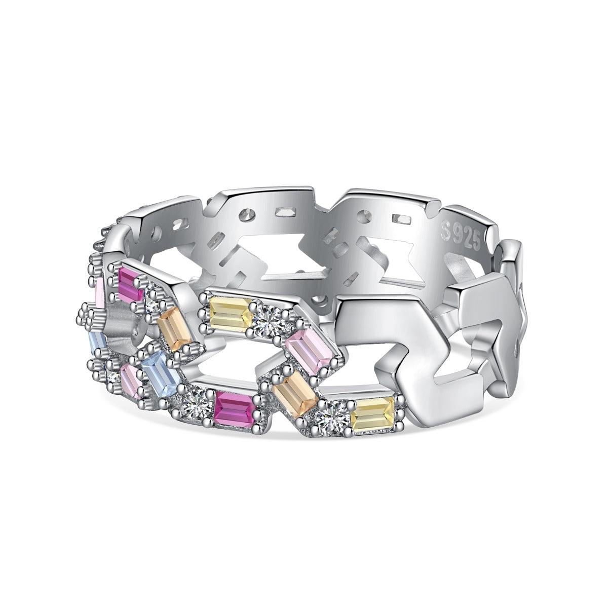 Rainbow Baguette Cut Eternity Band - Nuriale