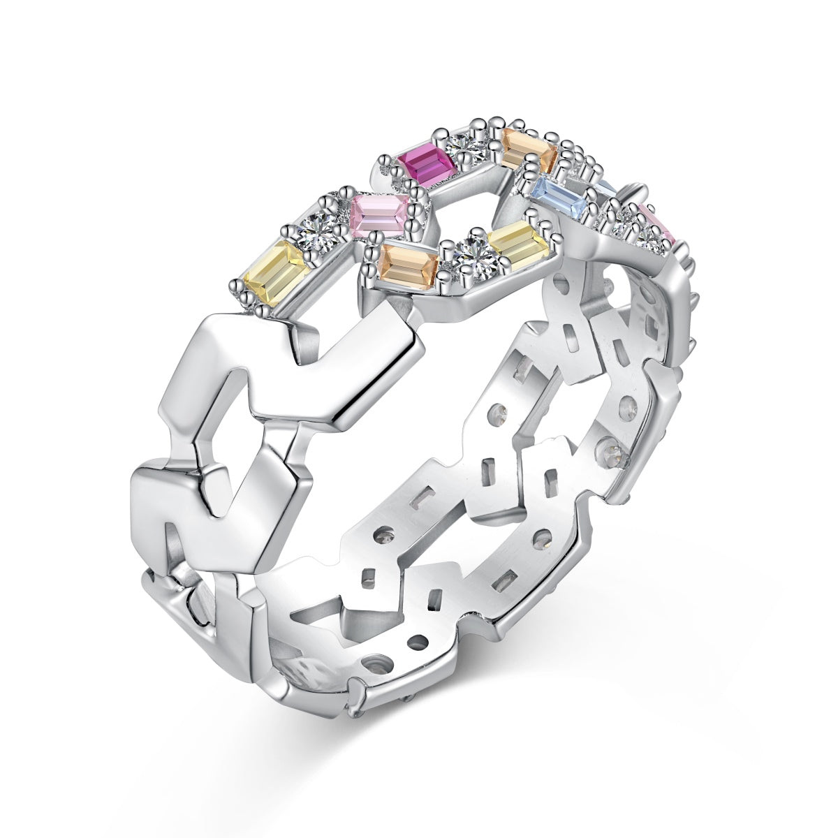 Rainbow Baguette Cut Eternity Band - Nuriale
