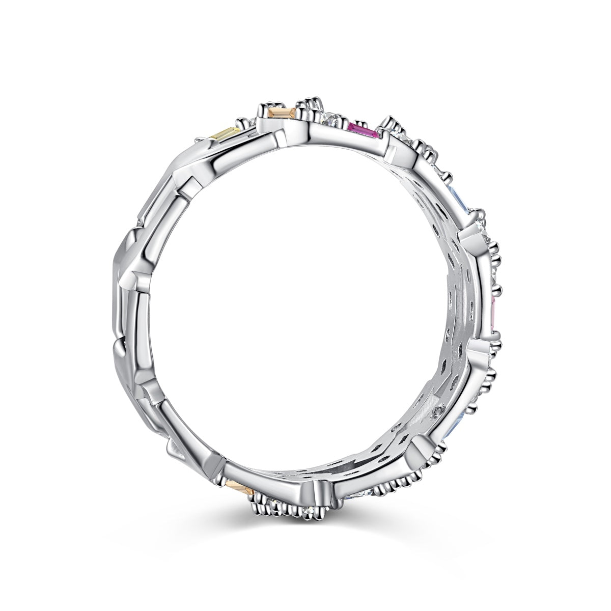 Rainbow Baguette Cut Eternity Band - Nuriale