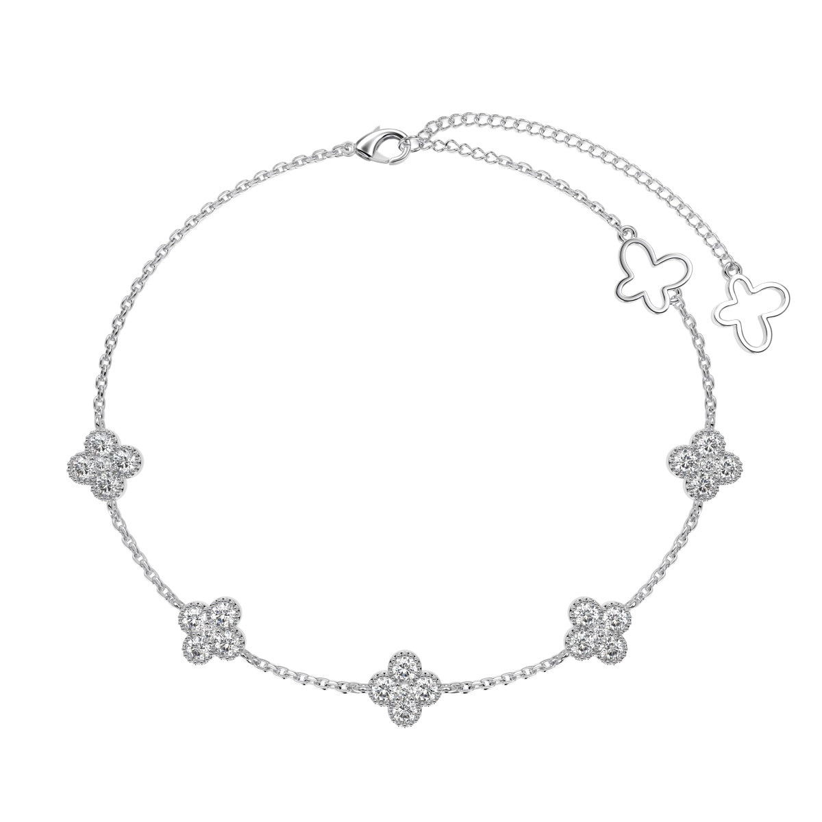 Diamond Accent Clover Charm Bracelet - Nuriale