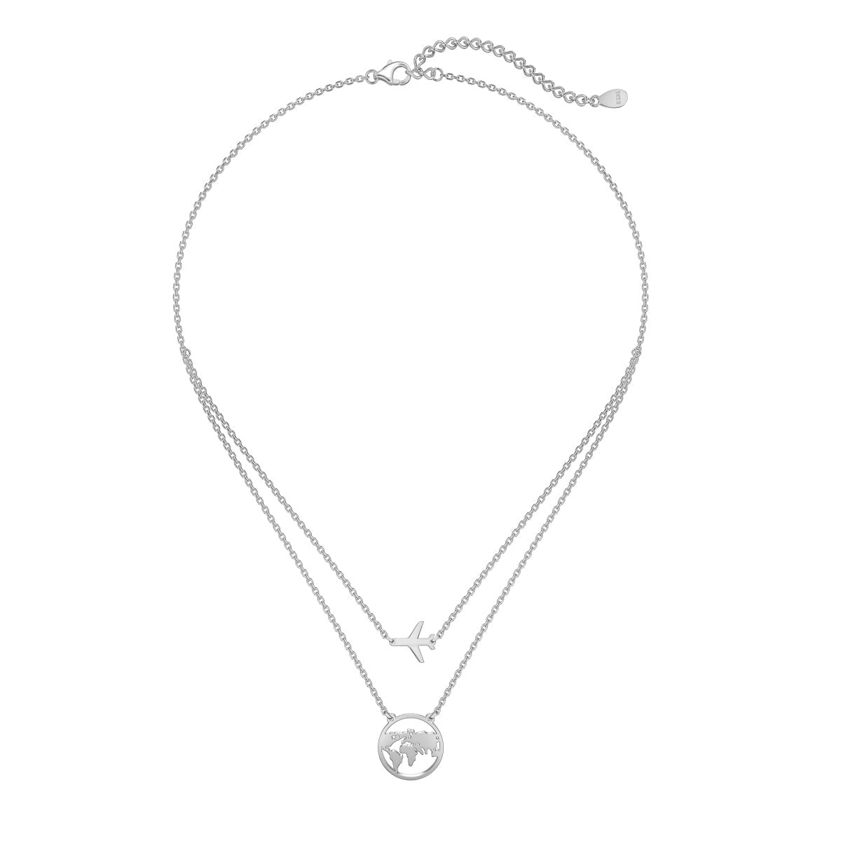 Layered Airplane and Map Necklace - Nuriale