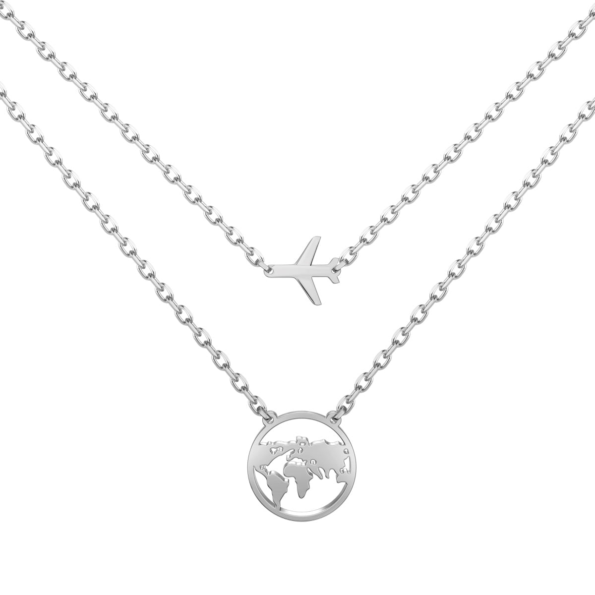 Layered Airplane and Map Necklace - Nuriale