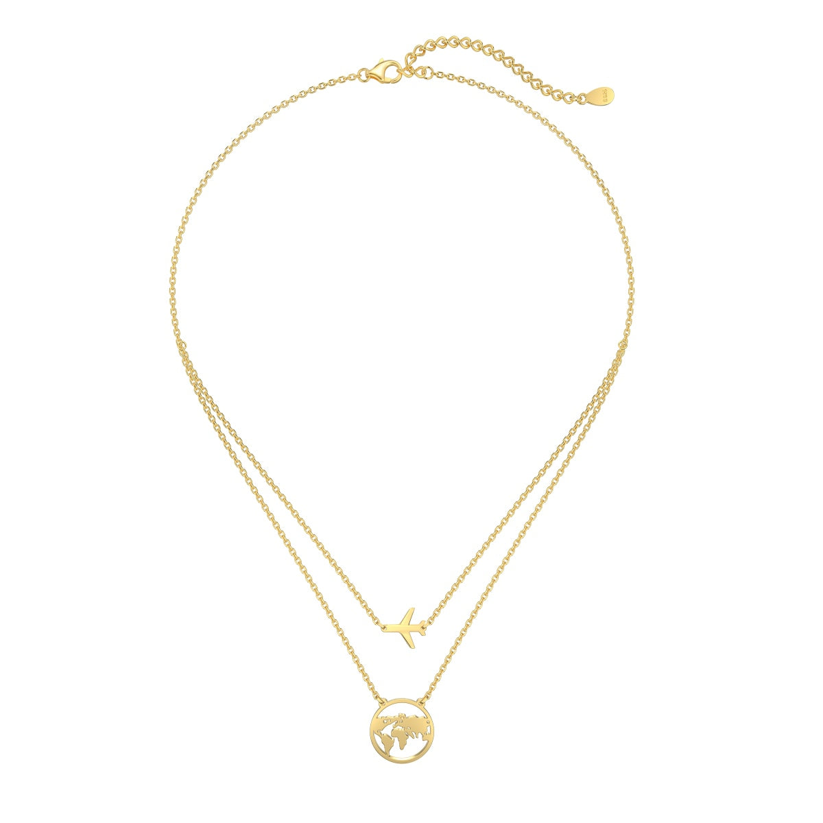 Layered Airplane and Map Necklace - Nuriale