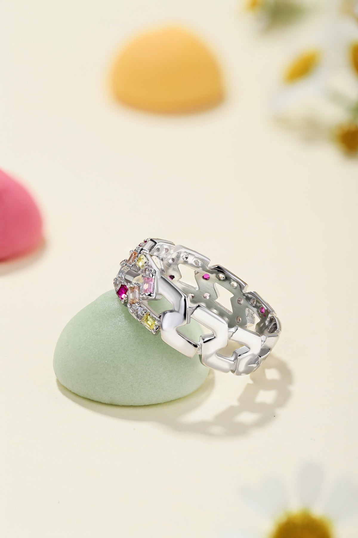 Rainbow Baguette Cut Eternity Band - Nuriale