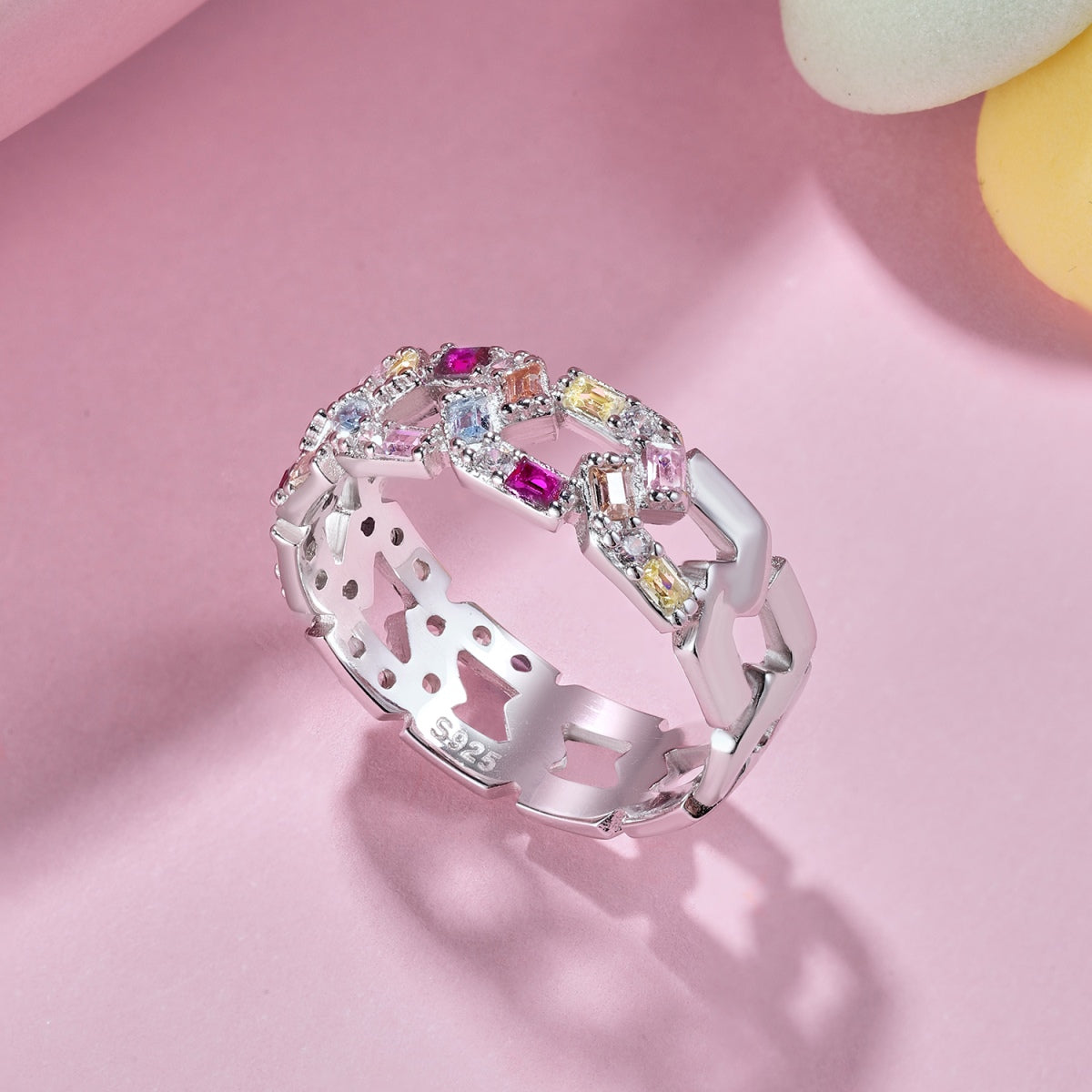Rainbow Baguette Cut Eternity Band - Nuriale