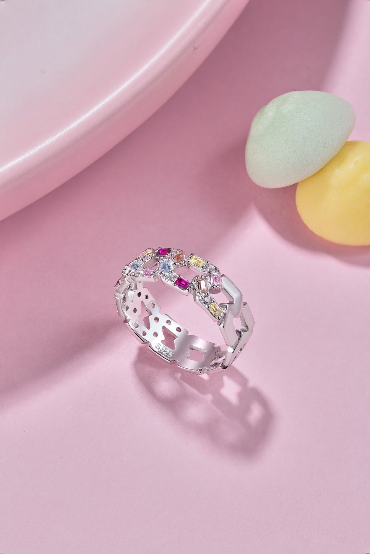 Rainbow Baguette Cut Eternity Band - Nuriale