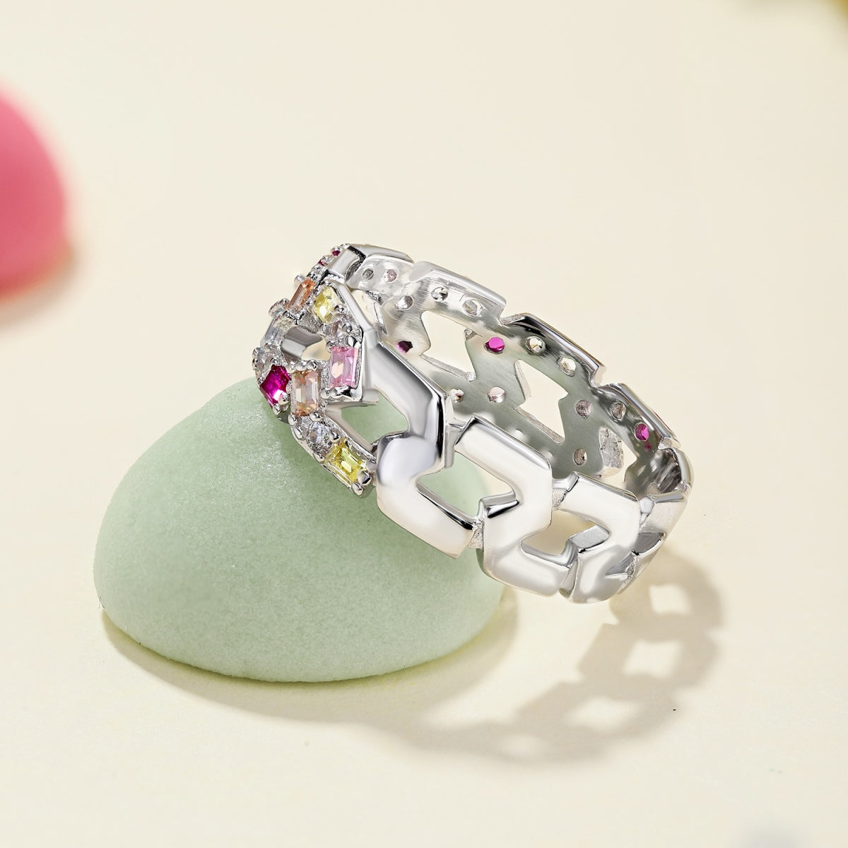 Rainbow Baguette Cut Eternity Band - Nuriale