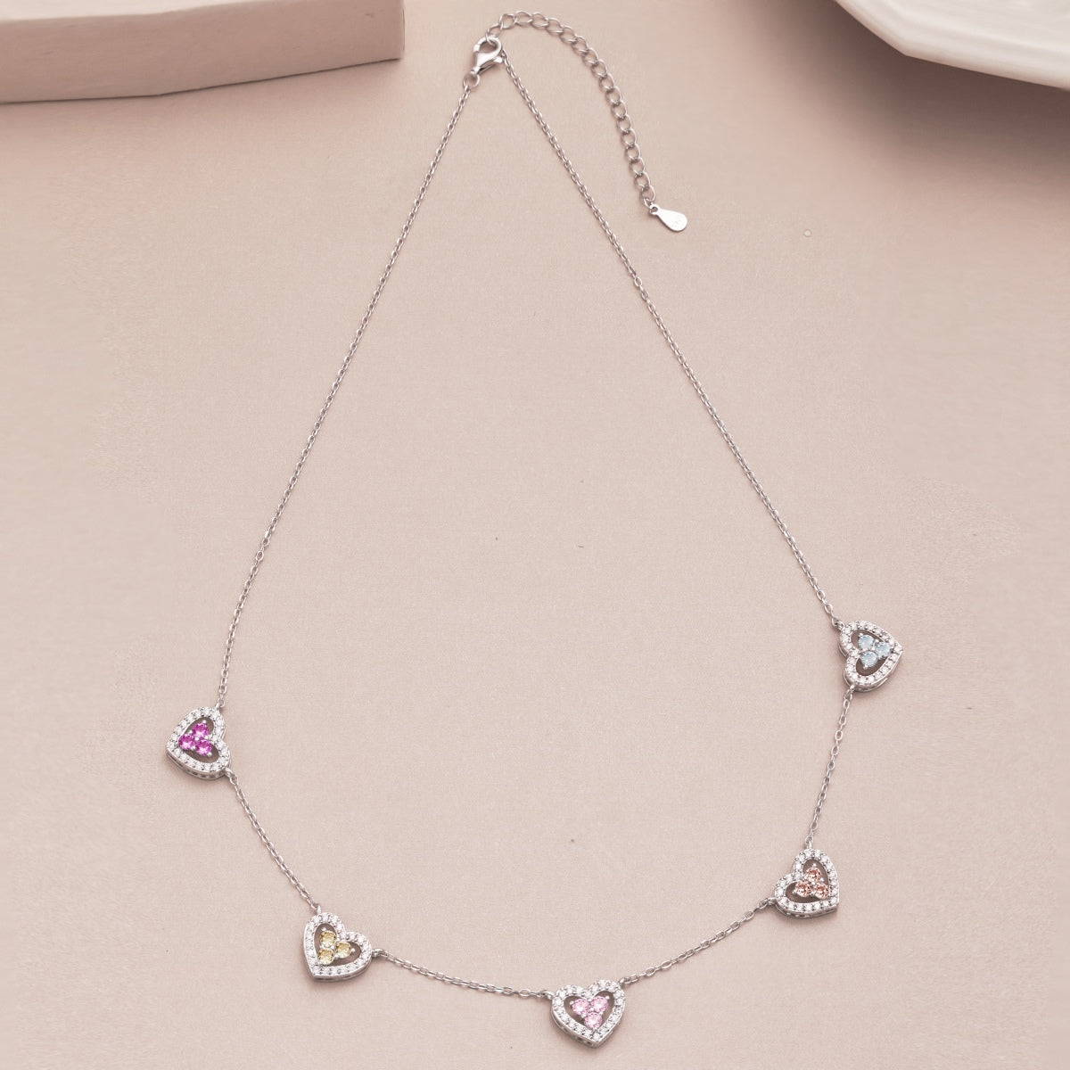 Rainbow Heart Charm Multi-Pendant Necklace - Nuriale