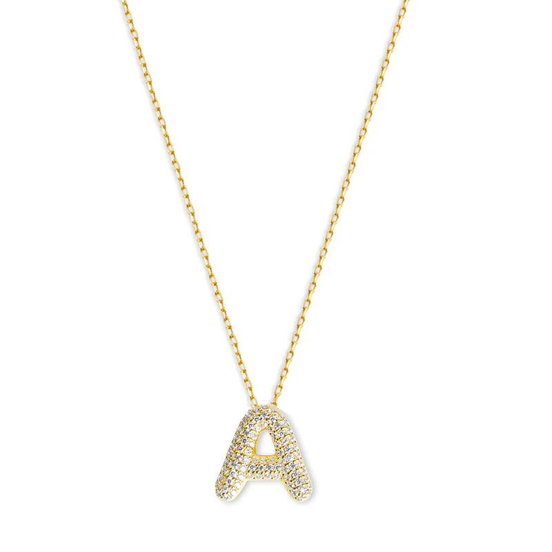 Pave Bubble Letter Necklace - Nuriale