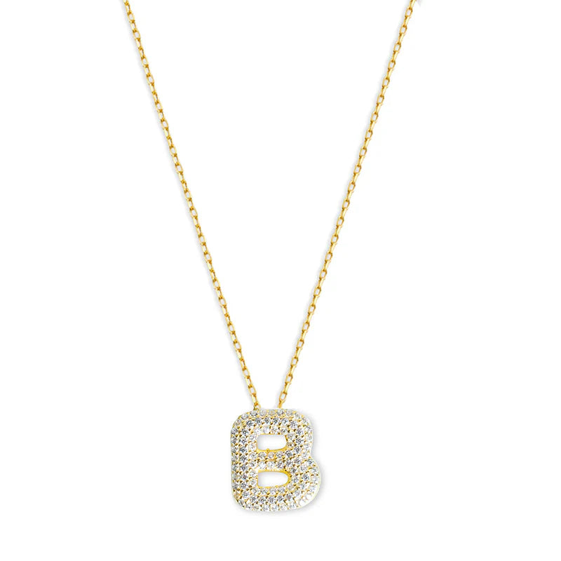 Pave Bubble Letter Necklace - Nuriale