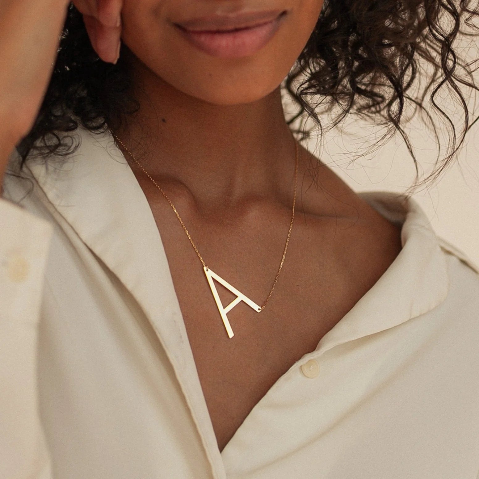 Sideways Block Initial Necklace - Nuriale