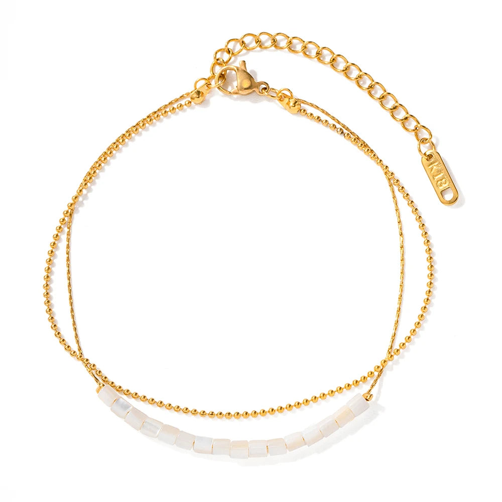 Double Layer Shell Beads Anklet - Nuriale