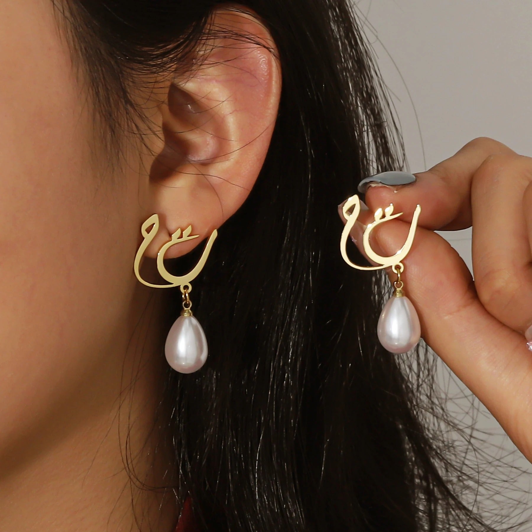 Custom Letter Freshwater Pearl Earring
